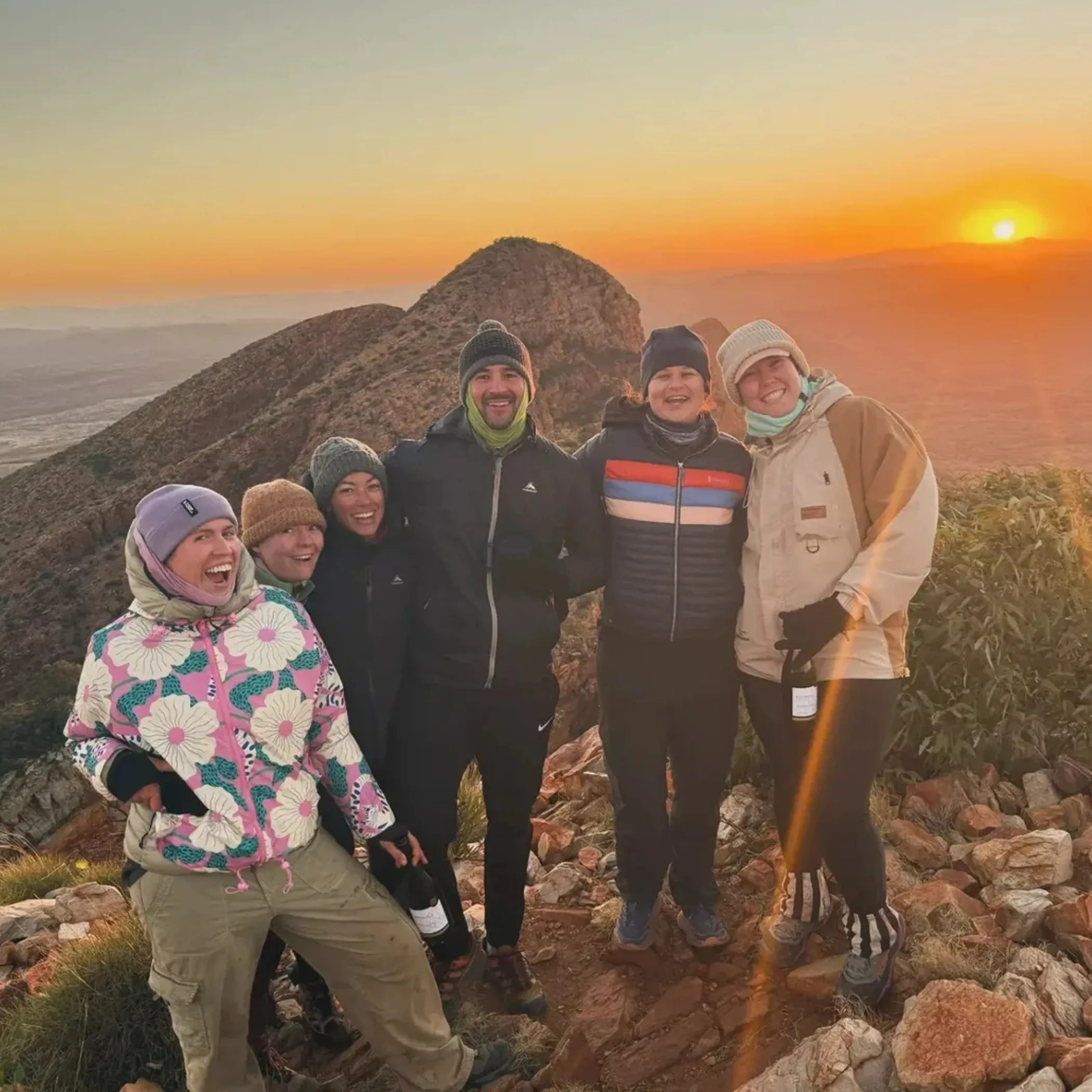 hiking group in national park